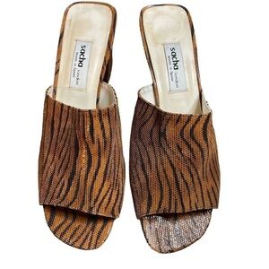 VINTAGE Sacha London Tiger Print Sandal Heels 8